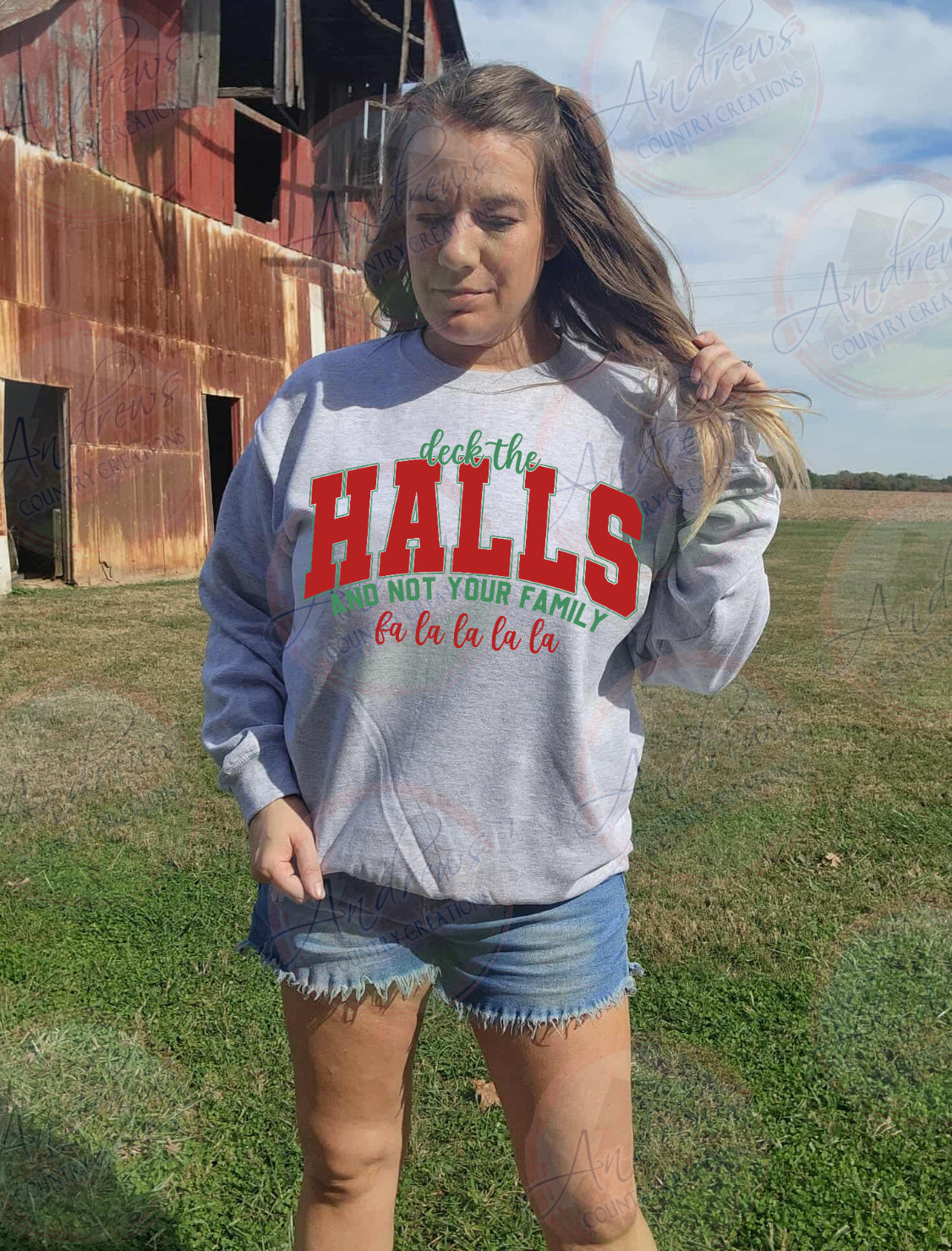 Deck the halls- not your family - Christmas Crewneck sweatshirt