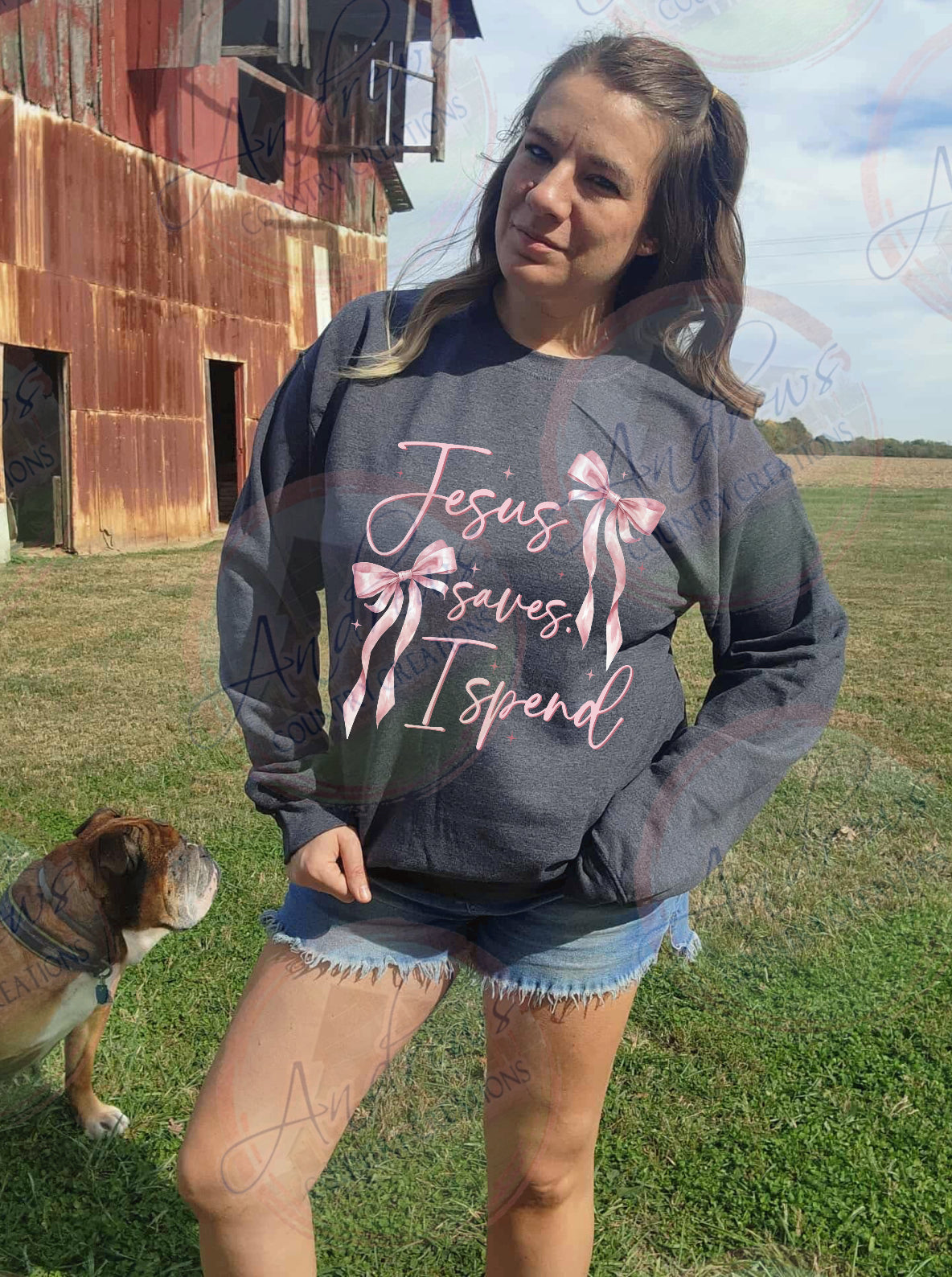 Jesus saves. I spend- Crewneck sweatshirt