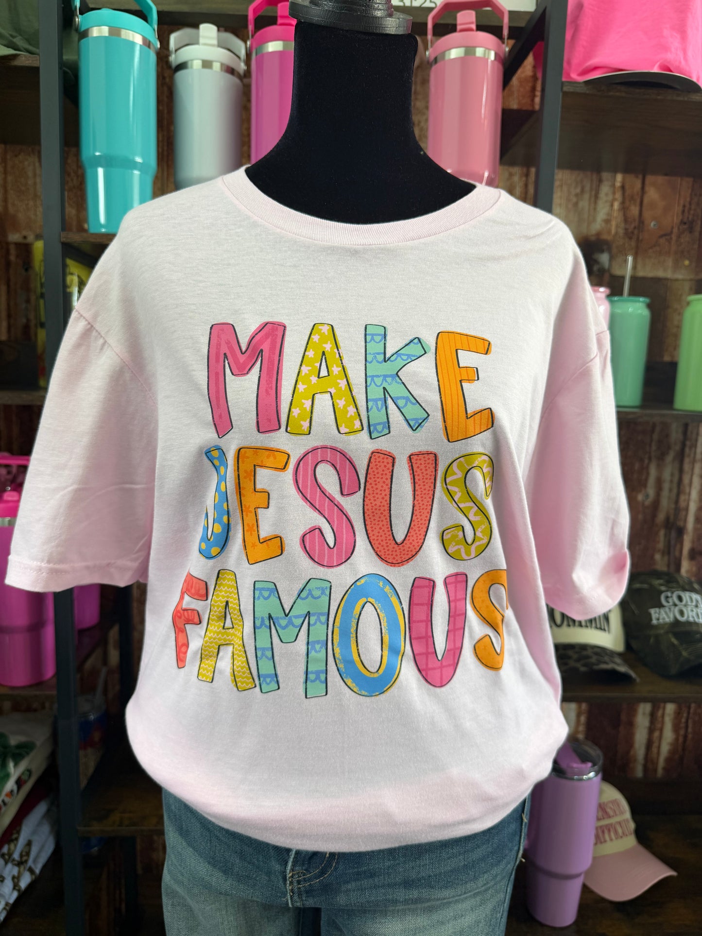 Make Jesus Famous- light pink tee