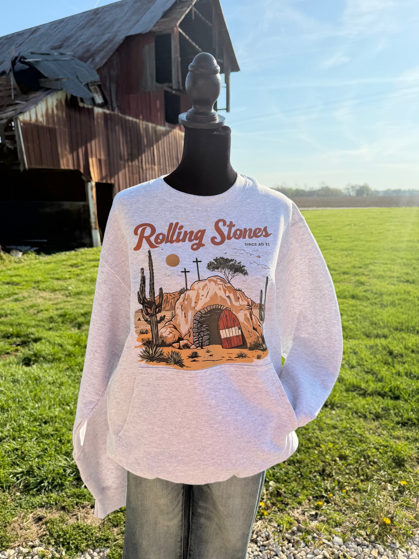 Rolling Stones since AD 33- Pocket Crewneck- Ready to ship