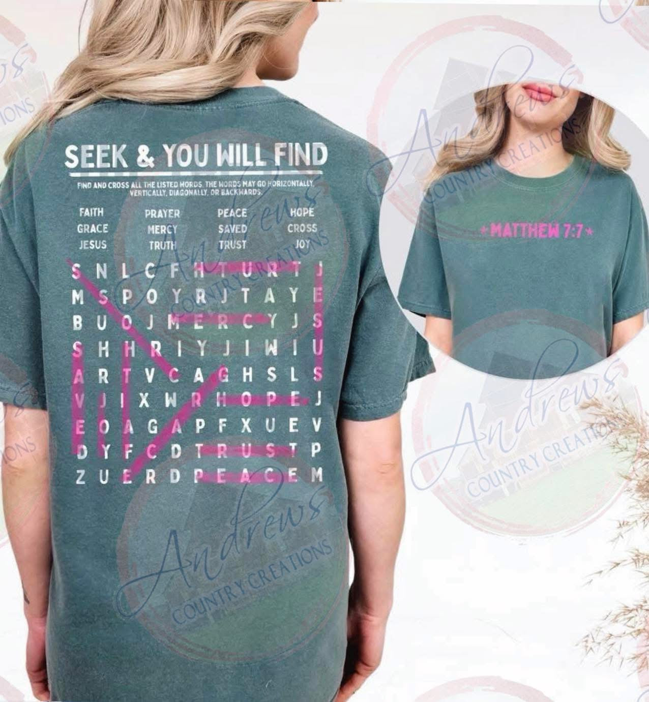 Matthew 7:7 -seek- comfort colors