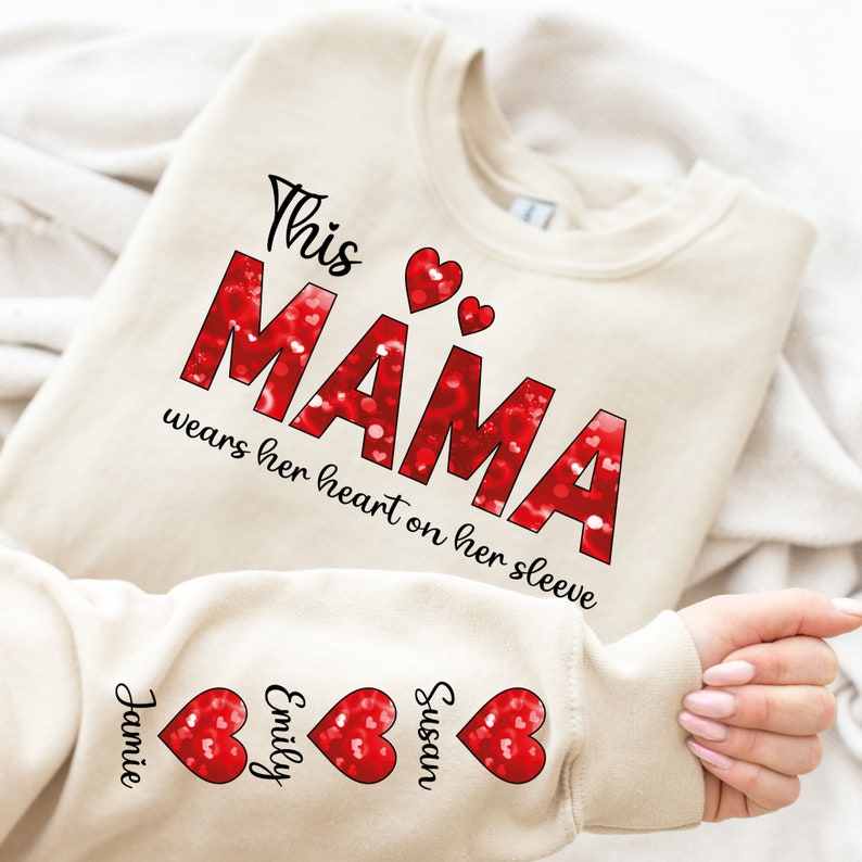 This mama - custom hearts on sleeve- Crewneck