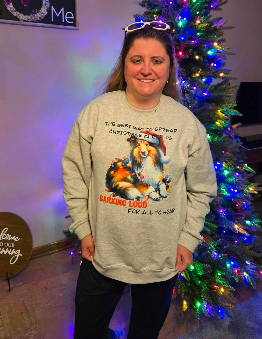 Sheltie- barking your for all to hear- crewneck sweatshirt