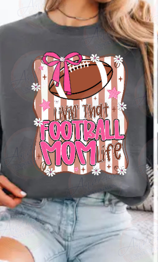 living that football mom life- pink Gildan crewneck