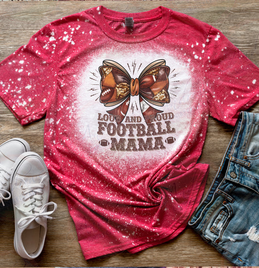 Football mom- red- bleached tee