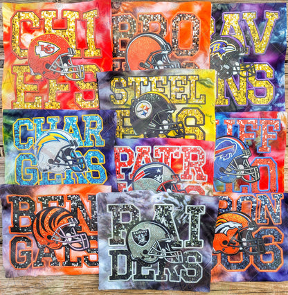 Football- hand dyed **ALL 32 N.F.L teams available —Please Leave what team in notes at checkout