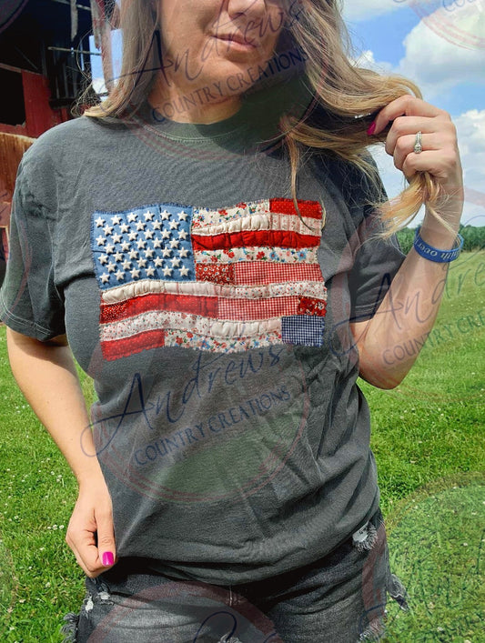 Faux Quilted Flag- comfort colors