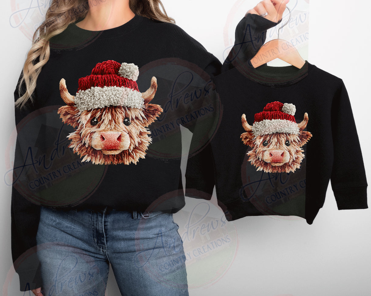 Christmas cow- crewneck --Adult and youth sizes