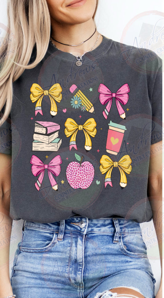 Pencils and bows- comfort colors