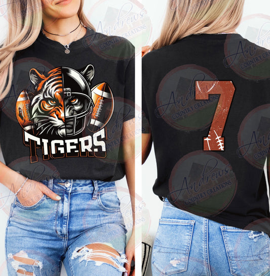Tigers- comfort colors tee- custom number