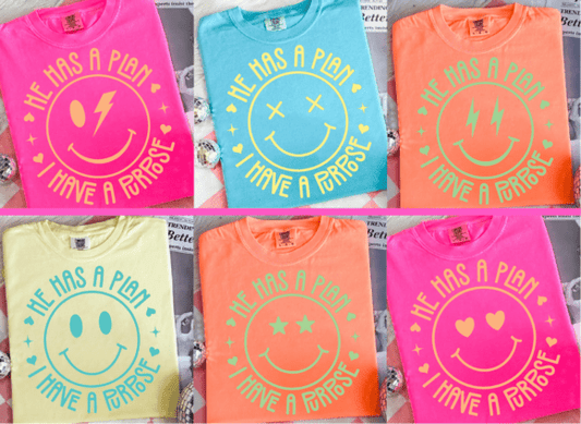 He has a plan- comfort colors- neon