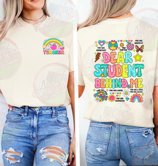 Teacher- dear student-front and back design- comfort colors