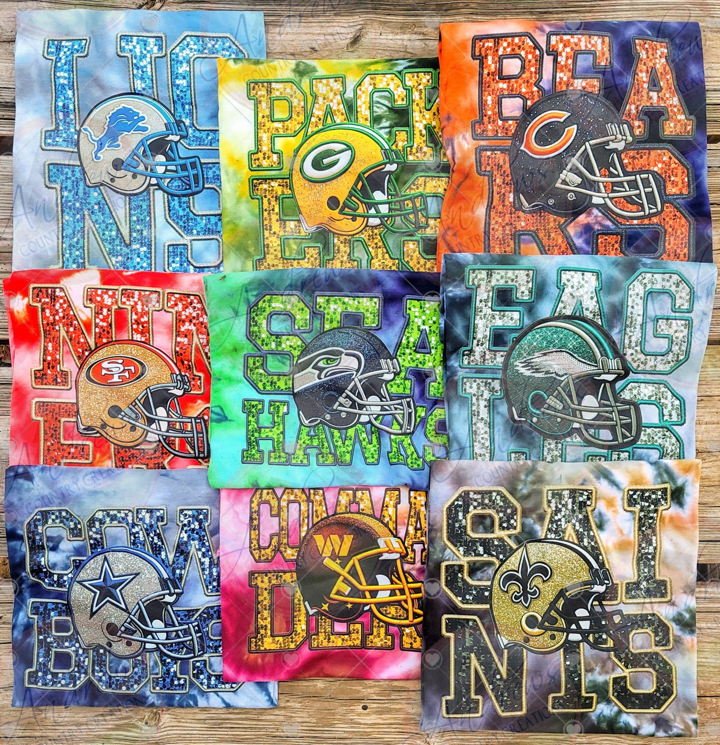 Football- hand dyed **ALL 32 N.F.L teams available —Please Leave what team in notes at checkout