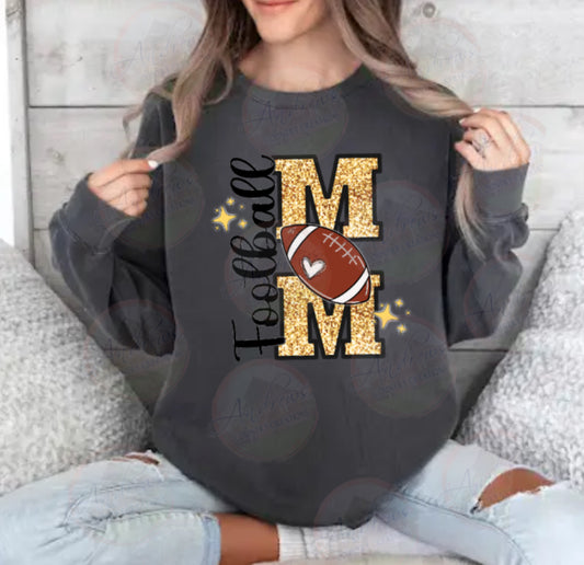 Football mom- Gold- Comfort Colors- Lighweight Crewneck Sweatshirt