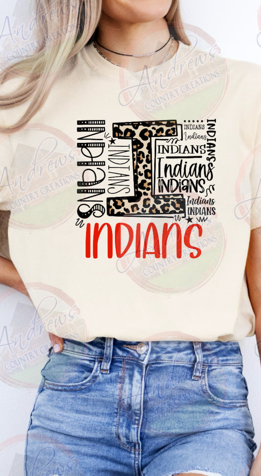 Indians- leopard- tee- comfort colors