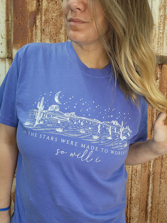 Stars were made to worship- periwinkle-comfort colors tee