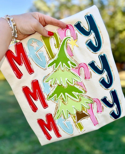 Merry merry merry- tee or crewneck