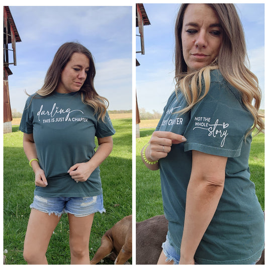 Just a chapter- on comfort colors tee